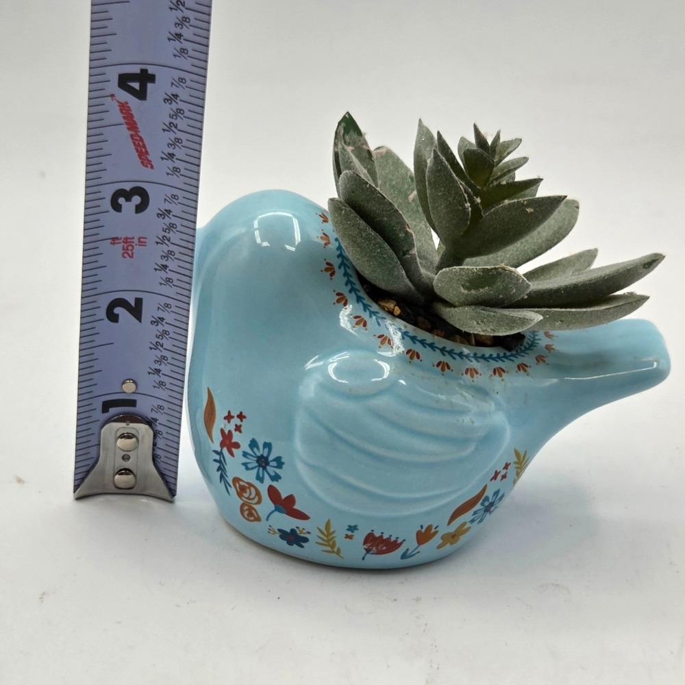 Ceramic HP Blue Bird Succulent Herb Planter Window Sill Kitchy Cottagecore - Picture 5 of 7